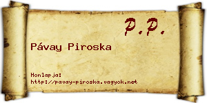 Pávay Piroska névjegykártya
