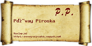 Pávay Piroska névjegykártya